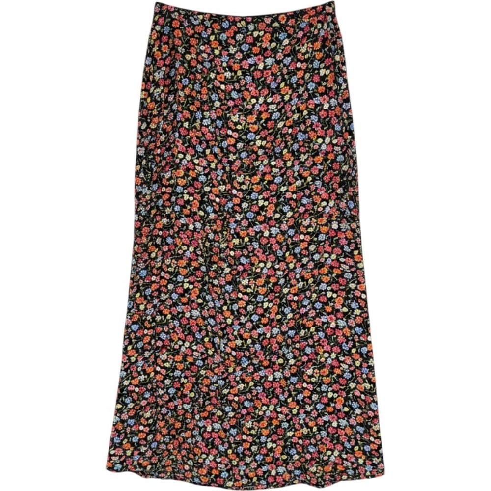 Vintage Talbots Maxi Skirt Black 16 Floral Ditsy Rayon Cottagecore Boho Feminine
